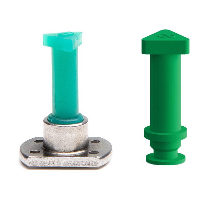 Silicone leading thread boss plugs are used to mask leading threads and blind holes during powder coating and wet paint